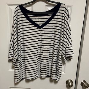 Navy striped flowy shirt